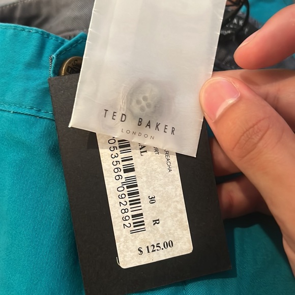 Ted Baker London Shorts Chino Style Slim Fit Seafoam Green Cotton Blend Size 30R - Picture 4 of 4